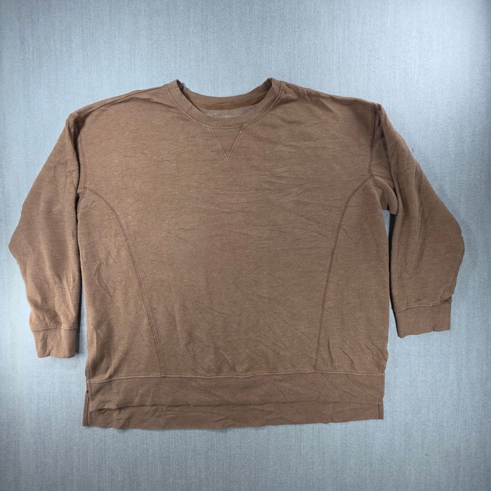 Terra‎ & Sky Sweatshirt Women 1X Brown Crew Neck French Terry Pullover